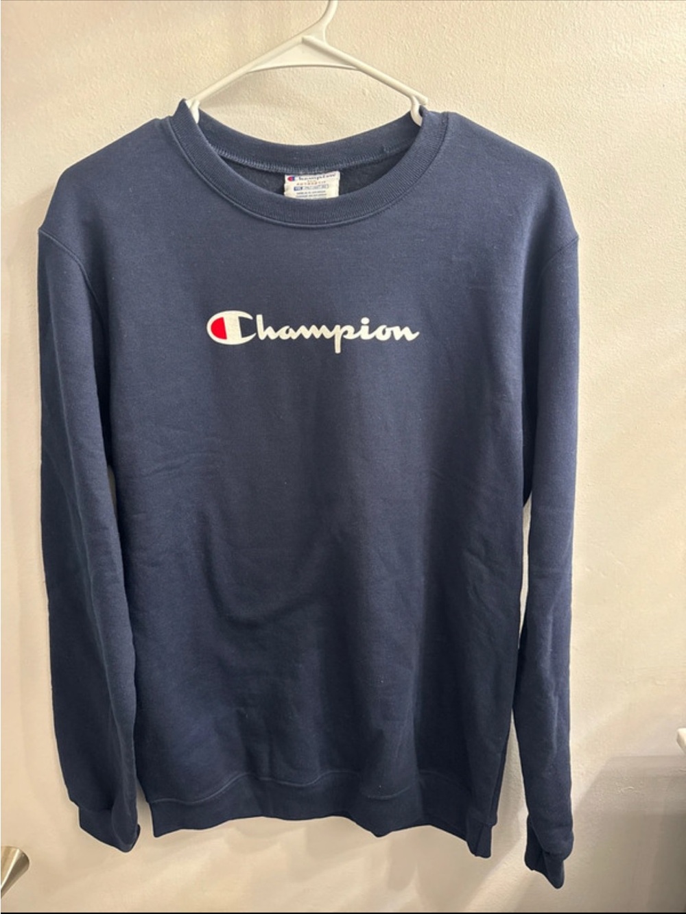 Champion Navy Crewneck Sweatshirt with Script Logo